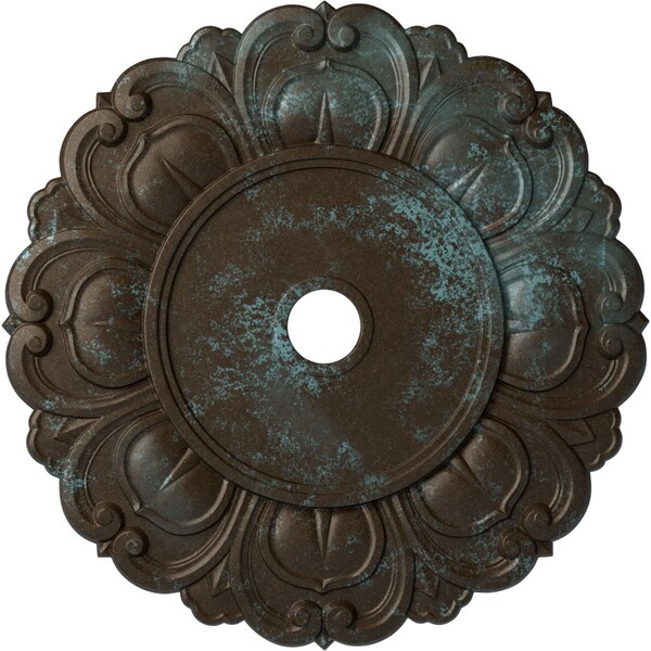 Ekena Millwork Angel Ceiling Medallion (Canopies up to 15 3/4"), 32 1/4"OD x 3 5/8"ID x 1 1/8"P, Bronze Blue Patina CM32ANBBS - main